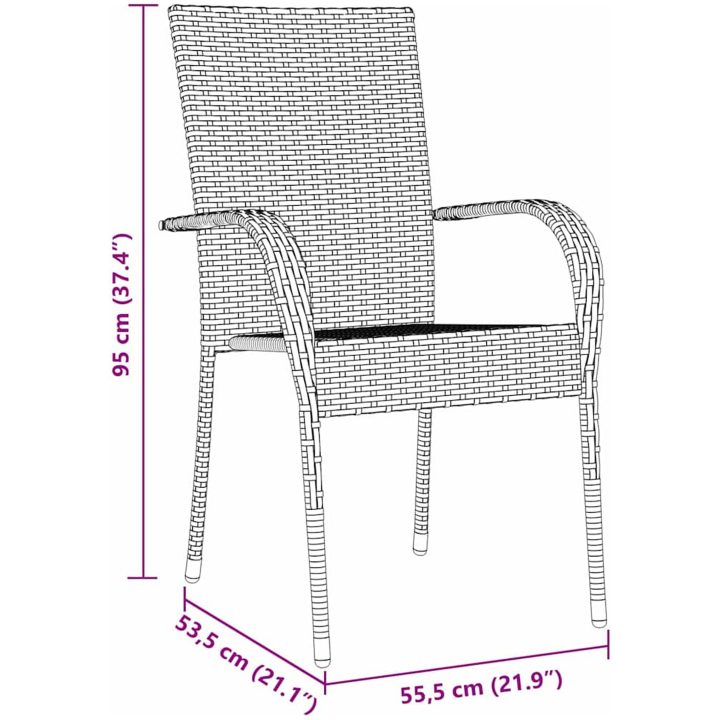 Trädgårdsmöbelset 3 pcs Grå PE Rattan vidaXL 80 x 80 x 73 cm – bild 10
