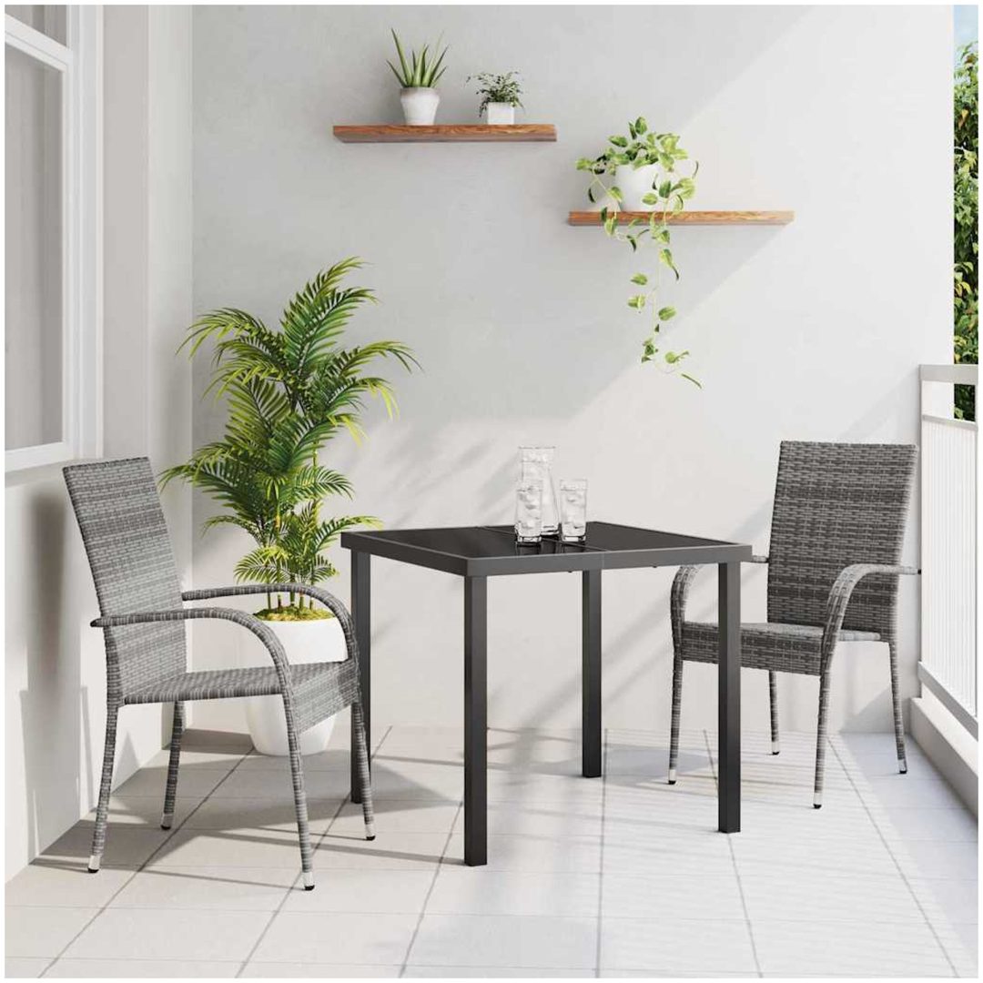 Trädgårdsmöbelset 3 pcs Grå PE Rattan vidaXL 80 x 80 x 73 cm