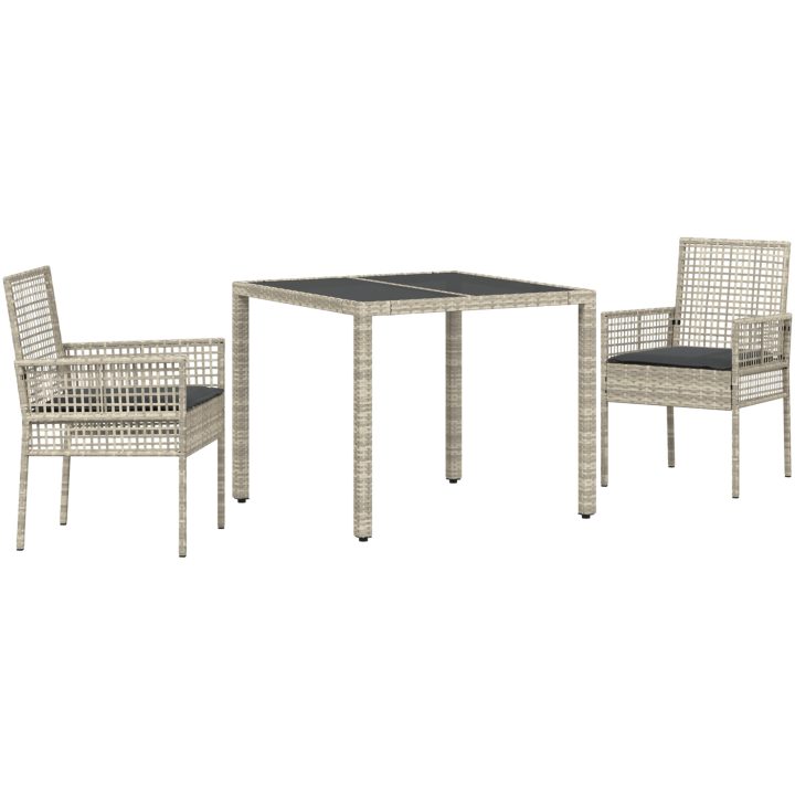 Trädgårdsmöbelset 3 pcs Ljusgrå Konstrotting vidaXL 90 x 90 x 75 cm – bild 2