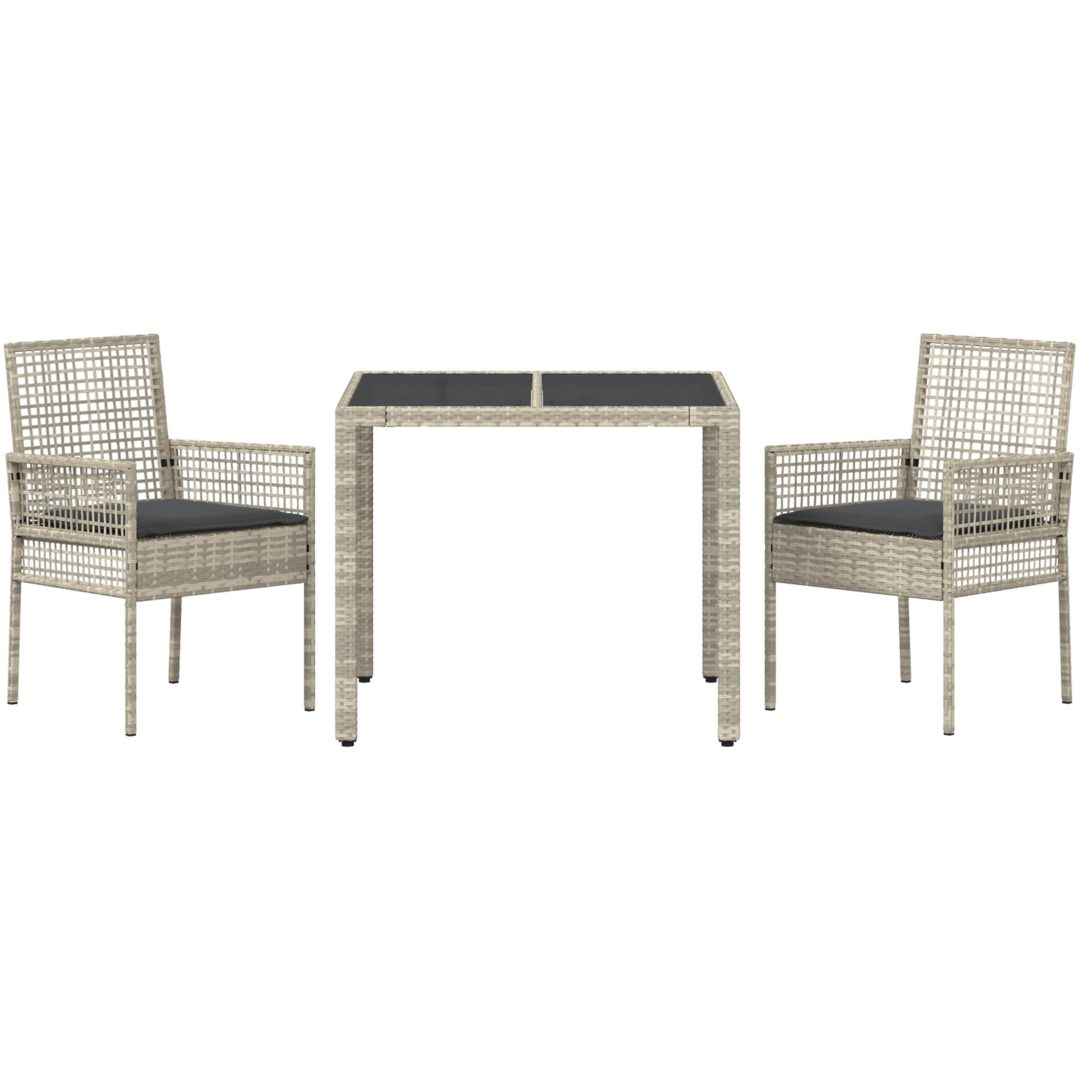 Trädgårdsmöbelset 3 pcs Ljusgrå Konstrotting vidaXL 90 x 90 x 75 cm – bild 7