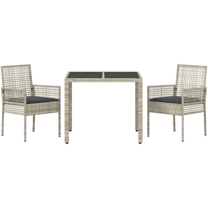 Trädgårdsmöbelset 3 pcs Ljusgrå Konstrotting vidaXL 90 x 90 x 75 cm – bild 7