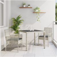 Trädgårdsmöbelset 3 pcs Ljusgrå Konstrotting vidaXL