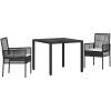 Trädgårdsmöbelset 3 pcs Svart Konstrotting vidaXL 90 x 90 x 75 cm – miniatyr 2