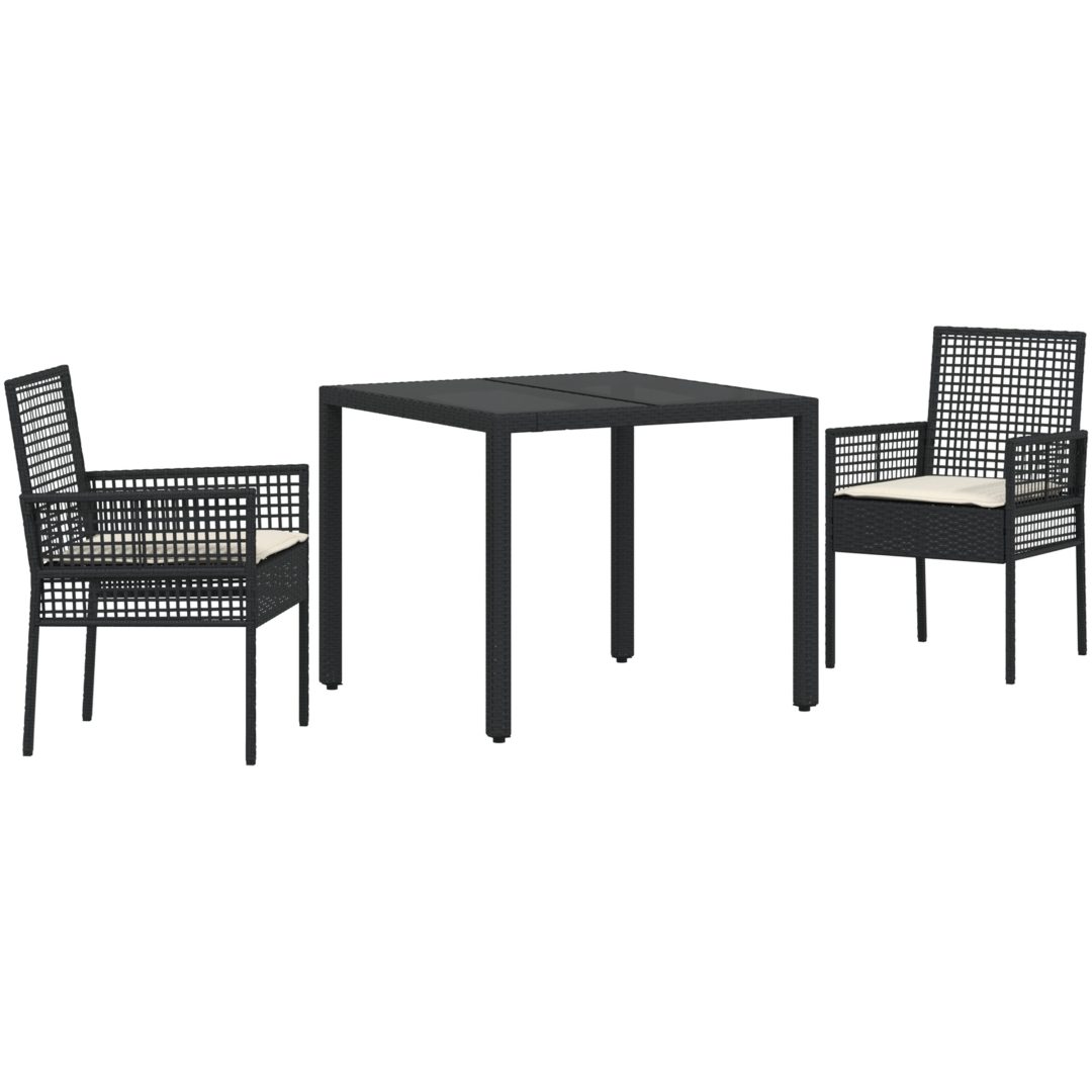 Trädgårdsmöbelset 3 pcs Svart Konstrotting vidaXL 90 x 90 x 75 cm – bild 2