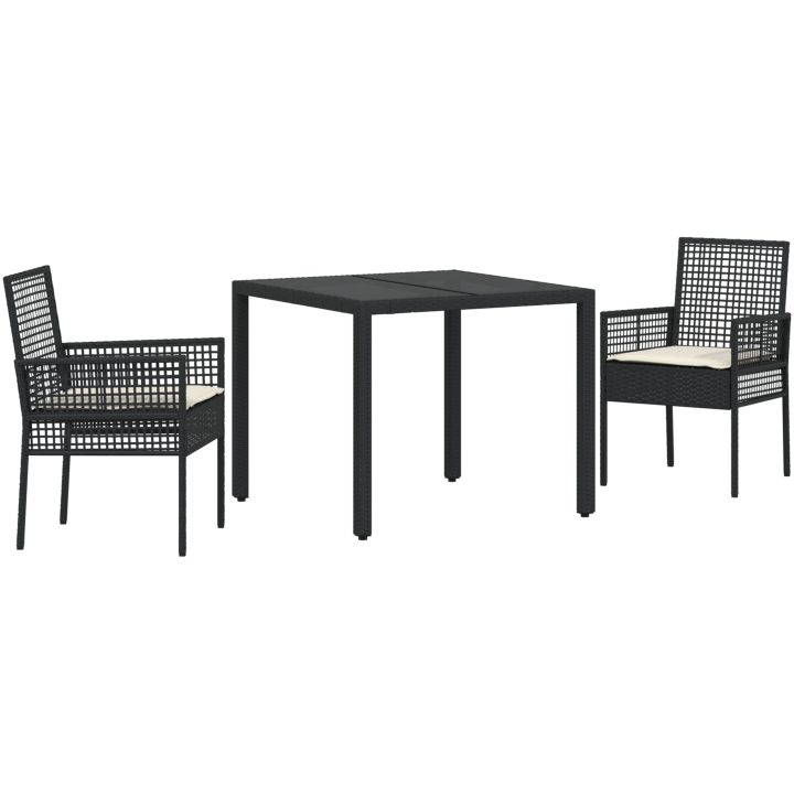 Trädgårdsmöbelset 3 pcs Svart Konstrotting vidaXL 90 x 90 x 75 cm – bild 2
