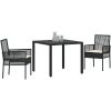 Trädgårdsmöbelset 3 pcs Svart Konstrotting vidaXL 90 x 90 x 75 cm – miniatyr 3