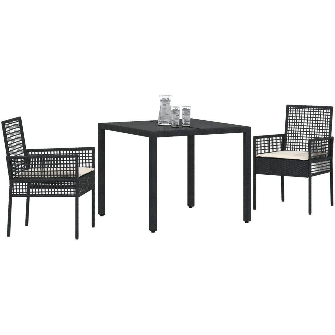 Trädgårdsmöbelset 3 pcs Svart Konstrotting vidaXL 90 x 90 x 75 cm – bild 3