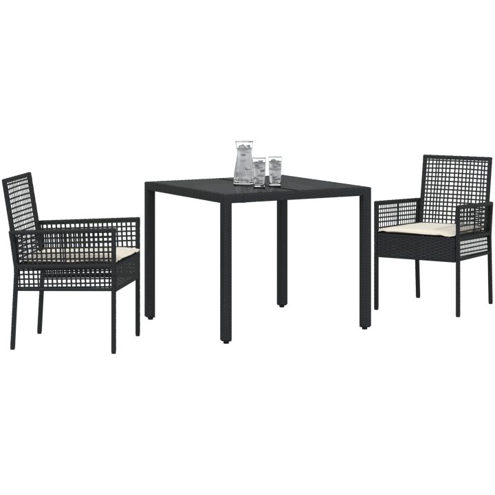 Trädgårdsmöbelset 3 pcs Svart Konstrotting vidaXL 90 x 90 x 75 cm – bild 3