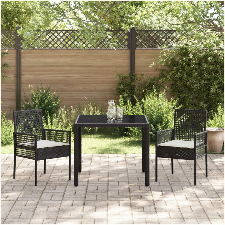Trädgårdsmöbelset 3 pcs Svart Konstrotting vidaXL 90 x 90 x 75 cm – bild 4
