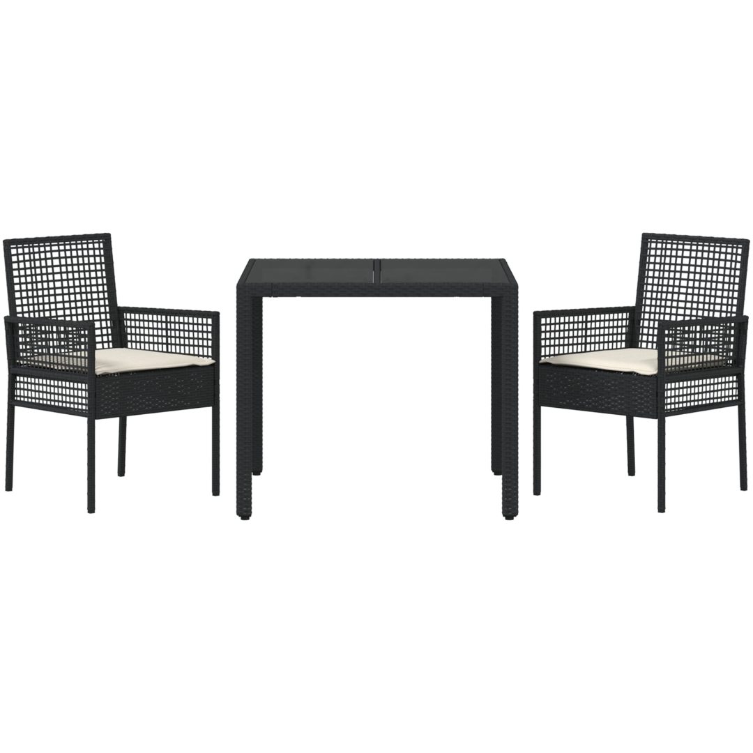 Trädgårdsmöbelset 3 pcs Svart Konstrotting vidaXL 90 x 90 x 75 cm – bild 7