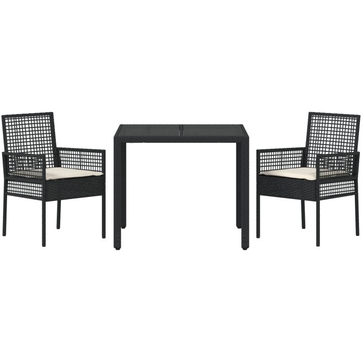 Trädgårdsmöbelset 3 pcs Svart Konstrotting vidaXL 90 x 90 x 75 cm – bild 7