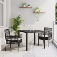 Trädgårdsmöbelset 3 pcs Svart Konstrotting vidaXL