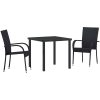 Trädgårdsmöbelset 3 pcs Svart PE Rattan vidaXL 80 x 80 x 73 cm – miniatyr 2
