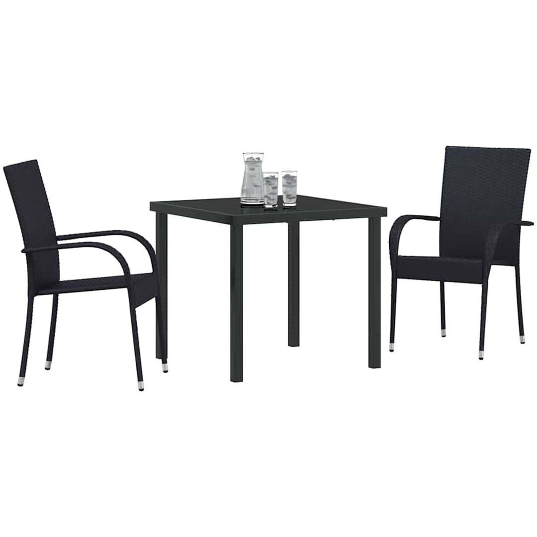 Trädgårdsmöbelset 3 pcs Svart PE Rattan vidaXL 80 x 80 x 73 cm – bild 3