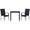 Trädgårdsmöbelset 3 pcs Svart PE Rattan vidaXL 80 x 80 x 73 cm – miniatyr 7