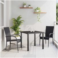 Trädgårdsmöbelset 3 pcs Svart PE Rattan vidaXL