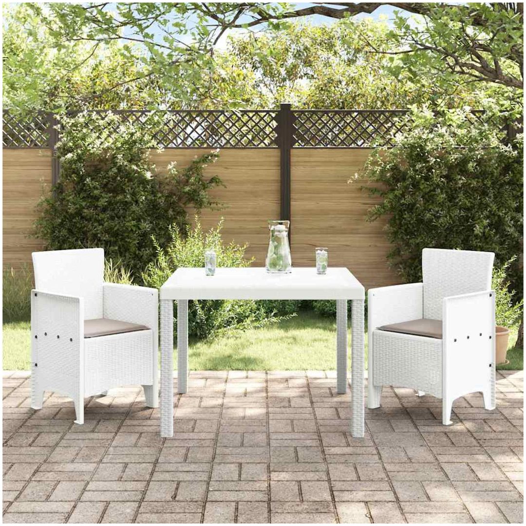 Trädgårdsmöbelset 3 pcs Vit Plast Rattan vidaXL 100 x 100 x 73 cm – bild 3