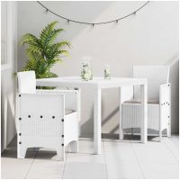 Trädgårdsmöbelset 3 pcs Vit Plast Rattan vidaXL