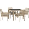 Trädgårdsmöbelset 5 pcs Beige Konstrotting vidaXL 90 x 90 x 75 cm – miniatyr 2
