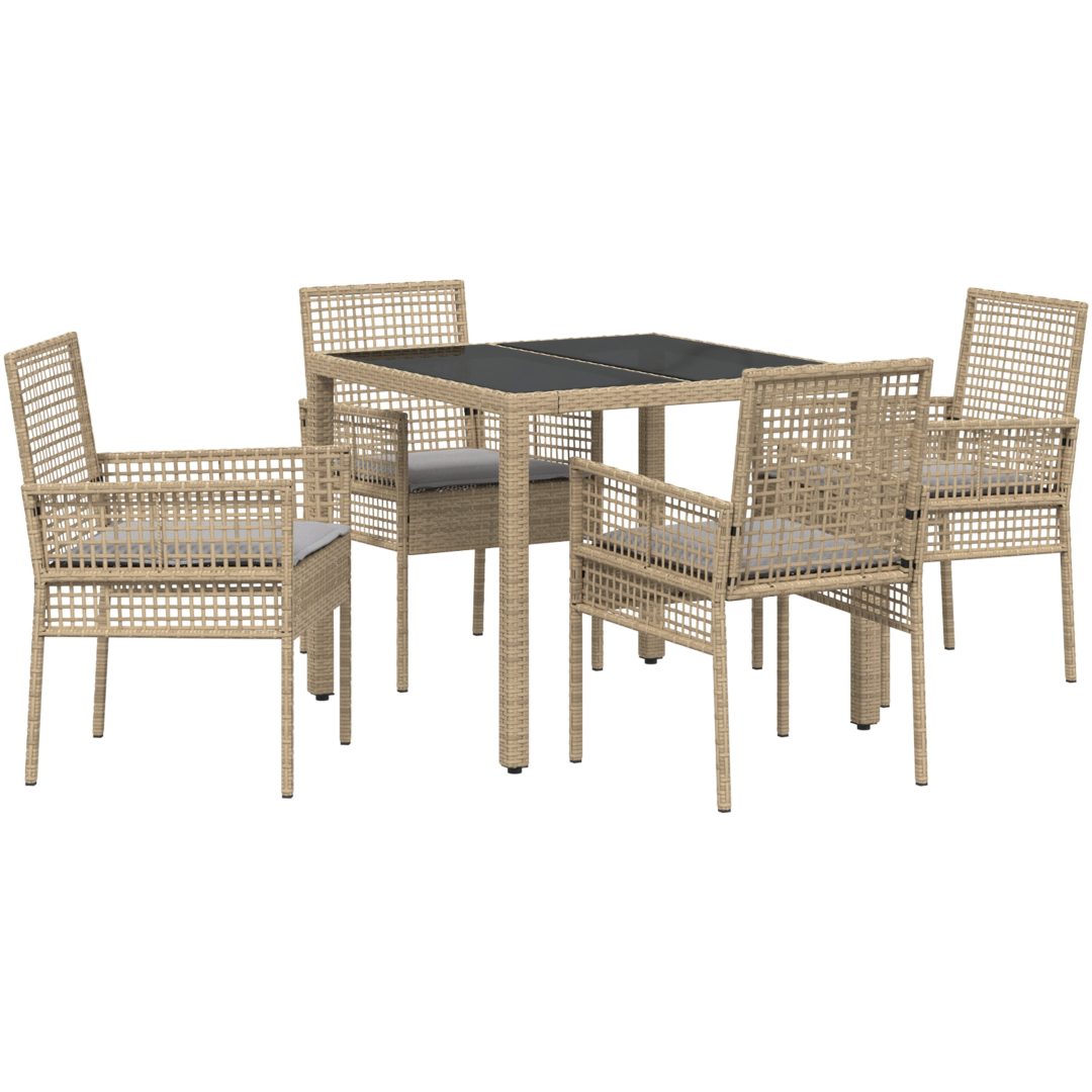 Trädgårdsmöbelset 5 pcs Beige Konstrotting vidaXL 90 x 90 x 75 cm – bild 2