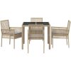 Trädgårdsmöbelset 5 pcs Beige Konstrotting vidaXL 90 x 90 x 75 cm – miniatyr 7