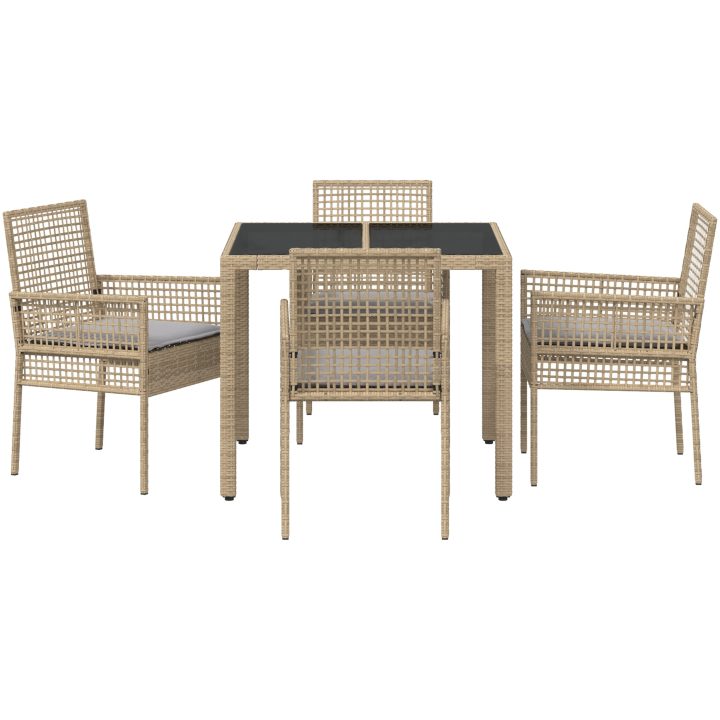 Trädgårdsmöbelset 5 pcs Beige Konstrotting vidaXL 90 x 90 x 75 cm – bild 7