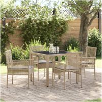 Trädgårdsmöbelset 5 pcs Beige Konstrotting vidaXL
