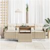 Trädgårdsmöbelset 5 pcs Beige PE rotting vidaXL 100 x 55 x 73 cm – miniatyr 3