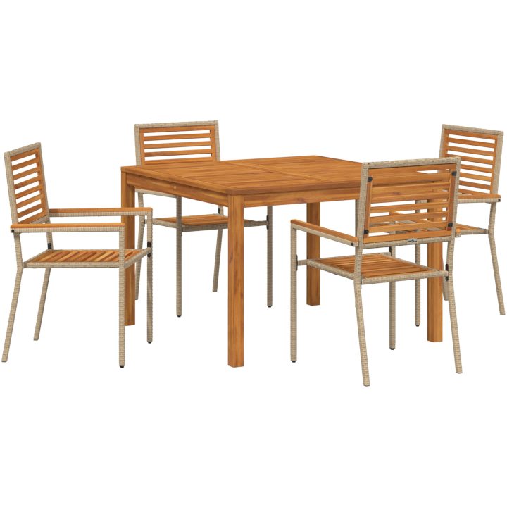 Trädgårdsmöbelset 5 pcs Beige vidaXL 110 x 110 x 75 cm – bild 2
