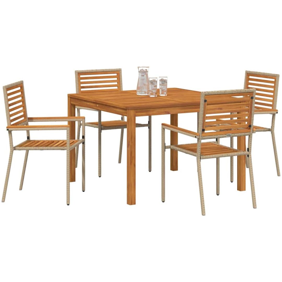 Trädgårdsmöbelset 5 pcs Beige vidaXL 110 x 110 x 75 cm – bild 3
