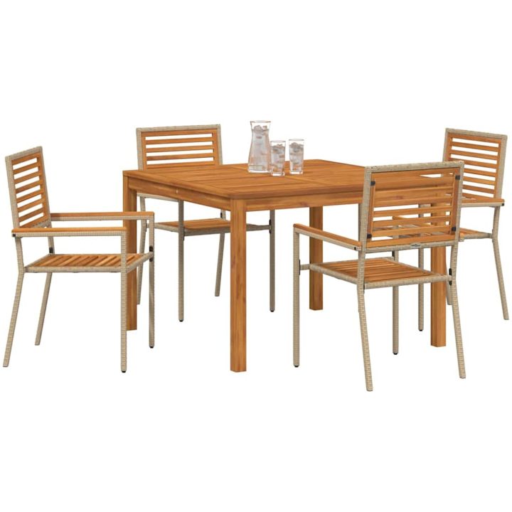 Trädgårdsmöbelset 5 pcs Beige vidaXL 110 x 110 x 75 cm – bild 3