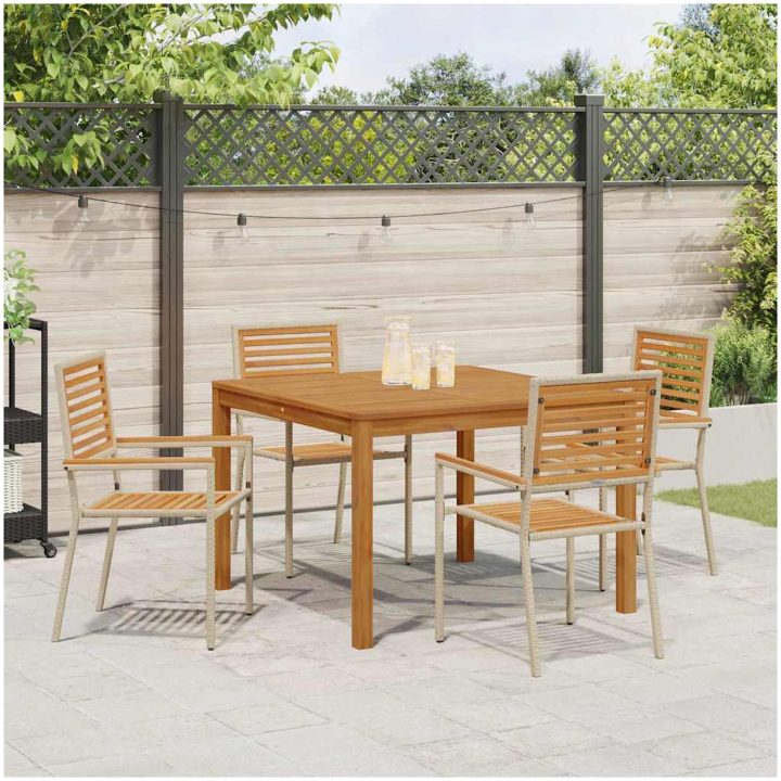 Trädgårdsmöbelset 5 pcs Beige vidaXL 110 x 110 x 75 cm – bild 4