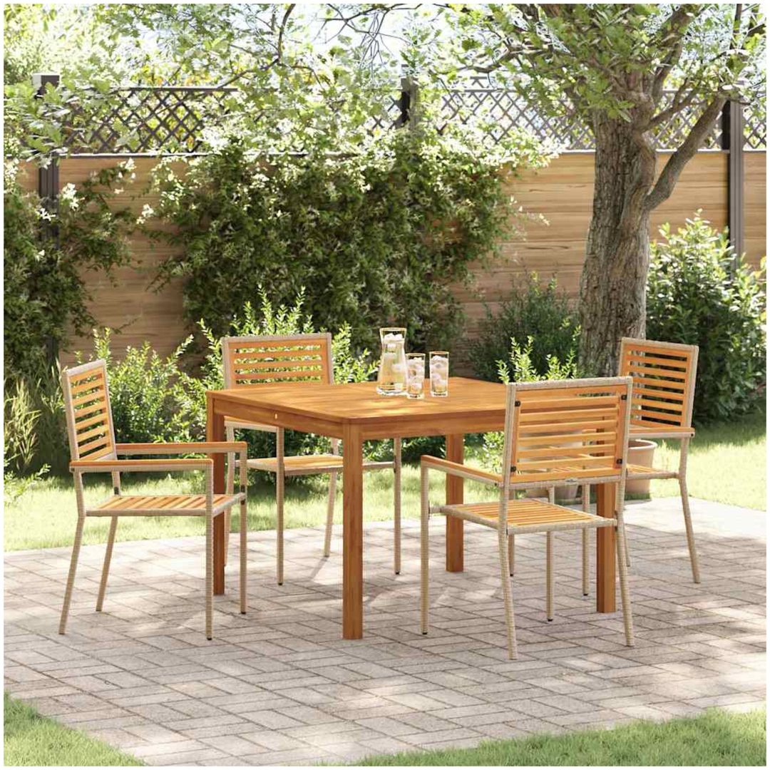 Trädgårdsmöbelset 5 pcs Beige vidaXL 110 x 110 x 75 cm