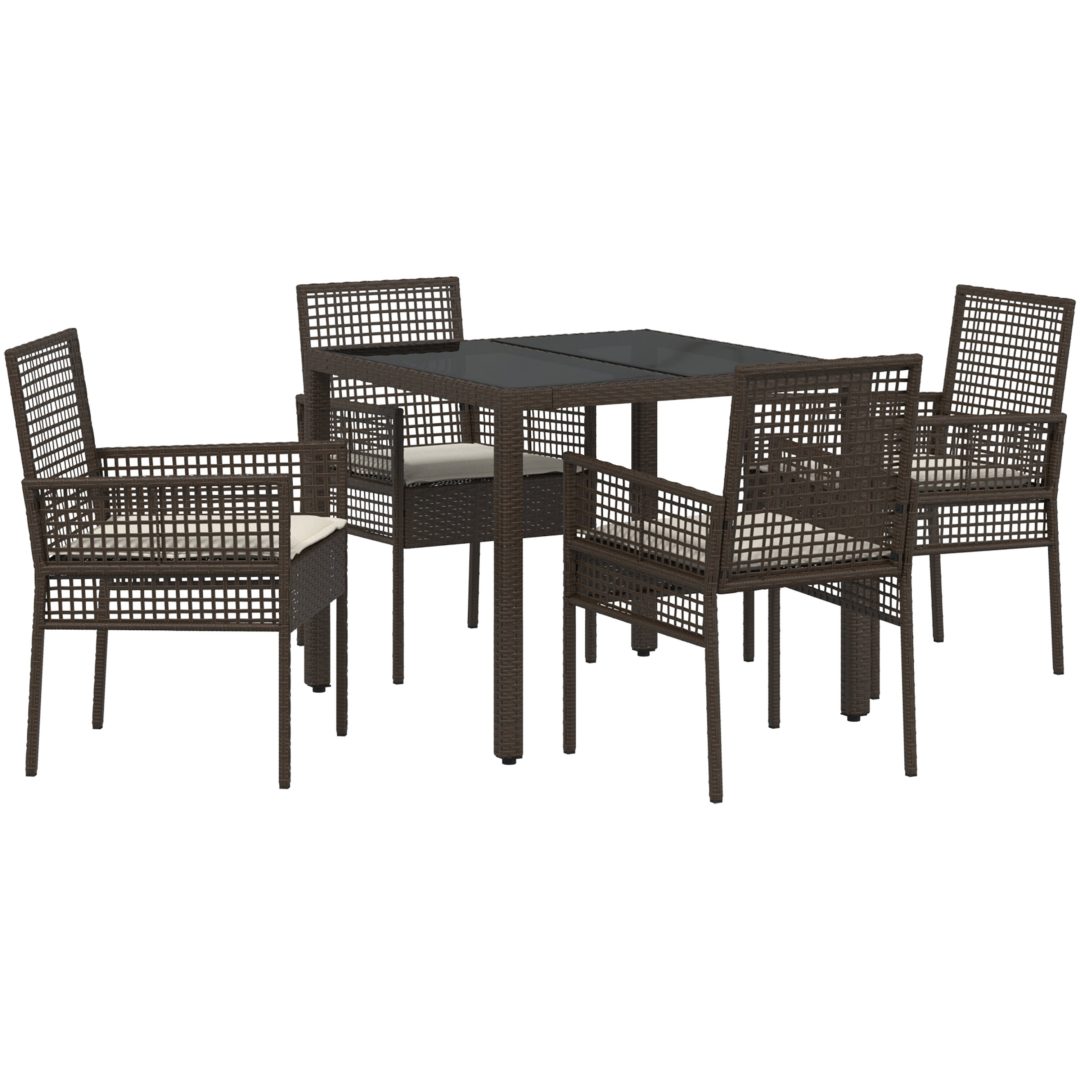 Trädgårdsmöbelset 5 pcs Brun Konstrotting vidaXL 90 x 90 x 75 cm – bild 2