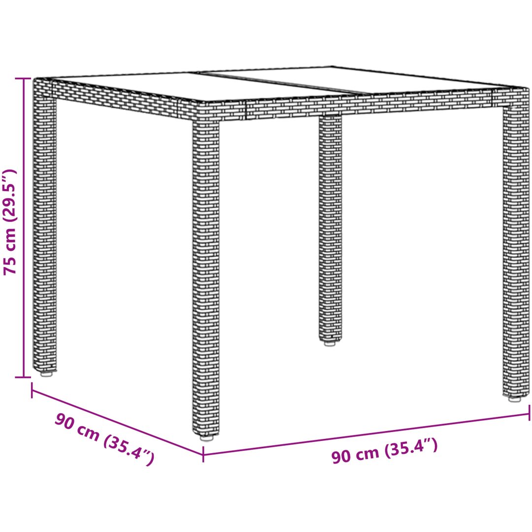 Trädgårdsmöbelset 5 pcs Brun Konstrotting vidaXL 90 x 90 x 75 cm – bild 11