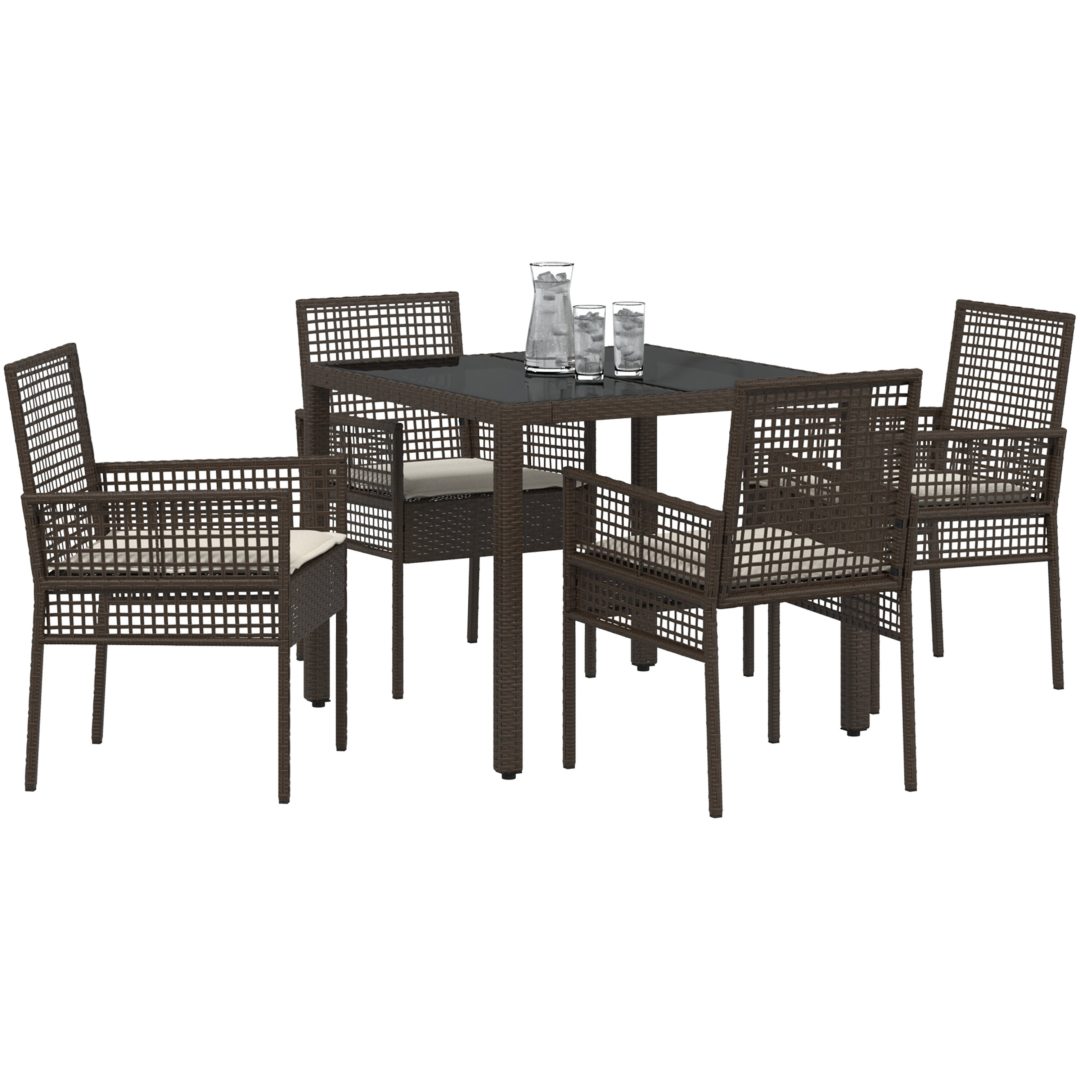 Trädgårdsmöbelset 5 pcs Brun Konstrotting vidaXL 90 x 90 x 75 cm – bild 3