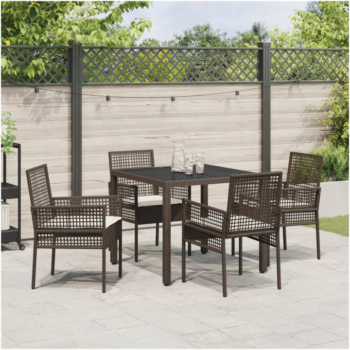Trädgårdsmöbelset 5 pcs Brun Konstrotting vidaXL 90 x 90 x 75 cm – bild 4