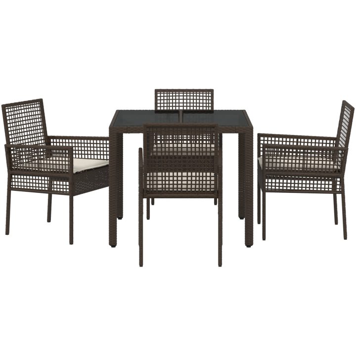 Trädgårdsmöbelset 5 pcs Brun Konstrotting vidaXL 90 x 90 x 75 cm – bild 7