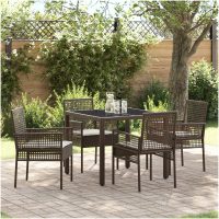 Trädgårdsmöbelset 5 pcs Brun Konstrotting vidaXL