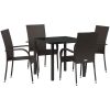 Trädgårdsmöbelset 5 pcs Brun PE Rattan vidaXL 80 x 80 x 73 cm – miniatyr 2