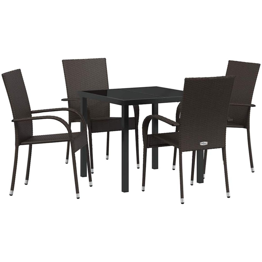 Trädgårdsmöbelset 5 pcs Brun PE Rattan vidaXL 80 x 80 x 73 cm – bild 2