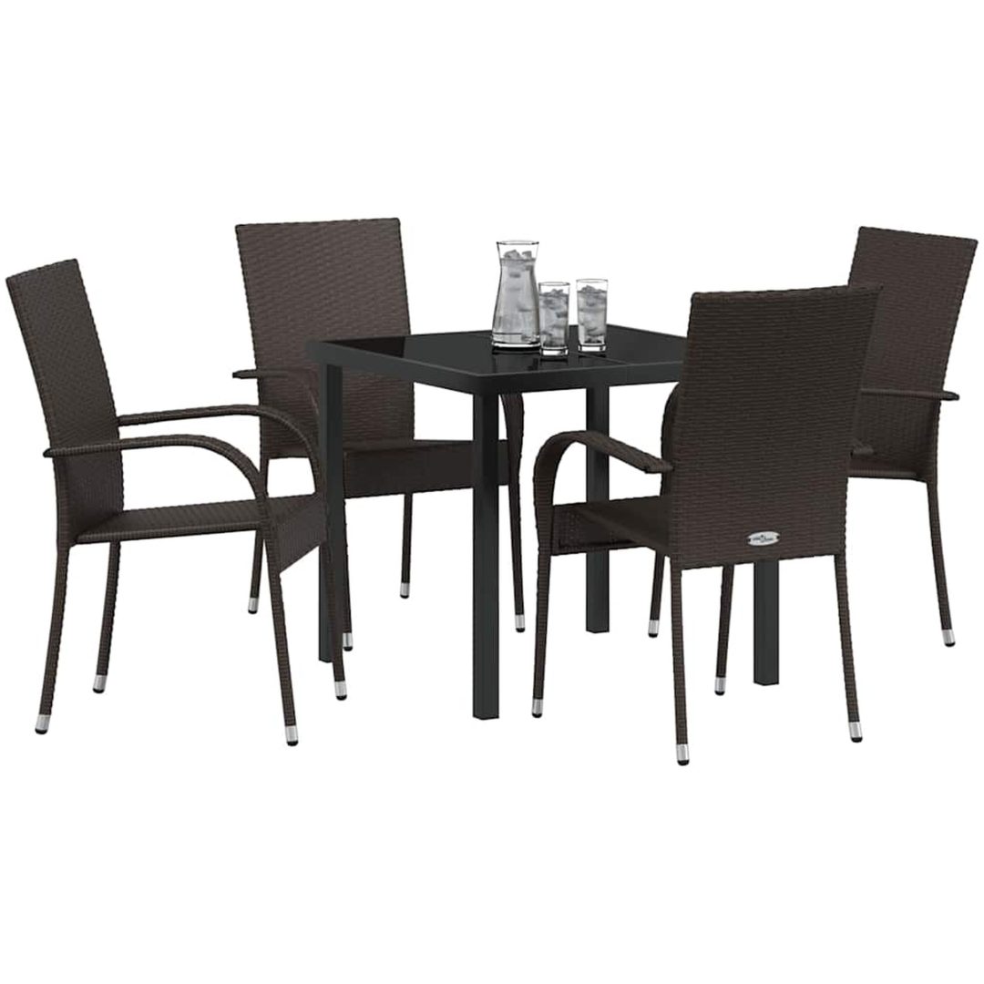 Trädgårdsmöbelset 5 pcs Brun PE Rattan vidaXL 80 x 80 x 73 cm – bild 3