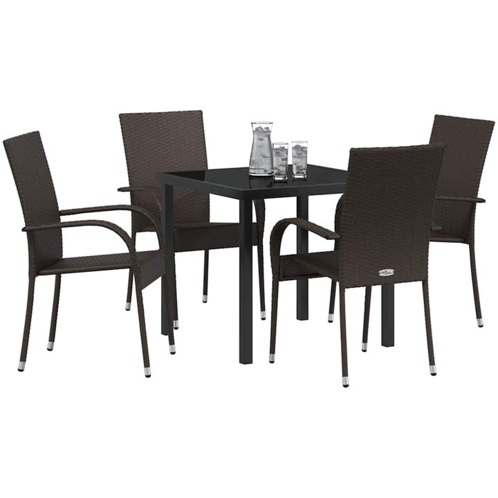 Trädgårdsmöbelset 5 pcs Brun PE Rattan vidaXL 80 x 80 x 73 cm – bild 3