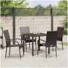 Trädgårdsmöbelset 5 pcs Brun PE Rattan vidaXL 80 x 80 x 73 cm – miniatyr 4