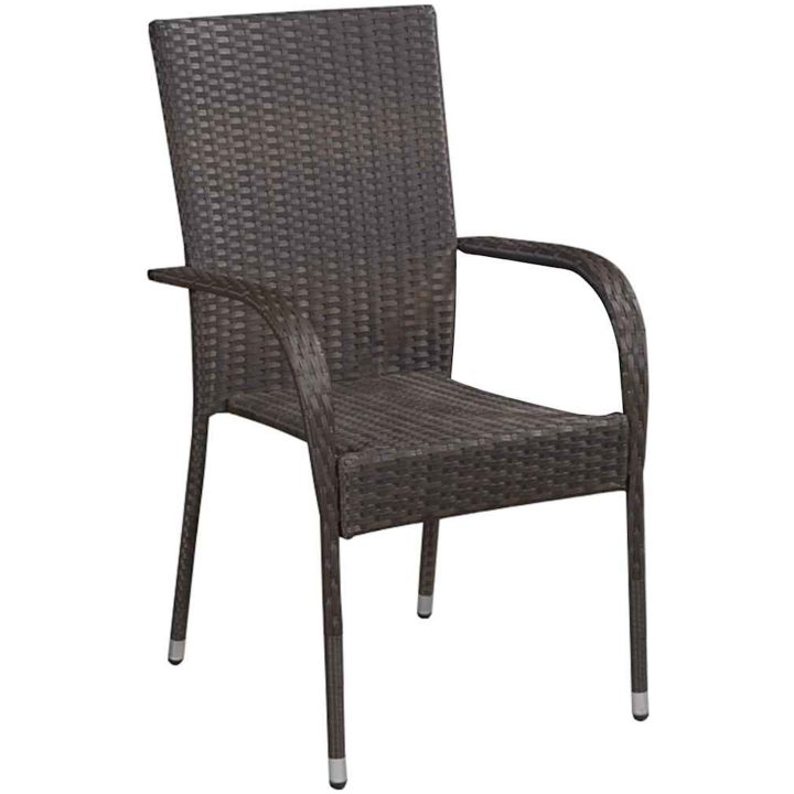Trädgårdsmöbelset 5 pcs Brun PE Rattan vidaXL 80 x 80 x 73 cm – bild 6