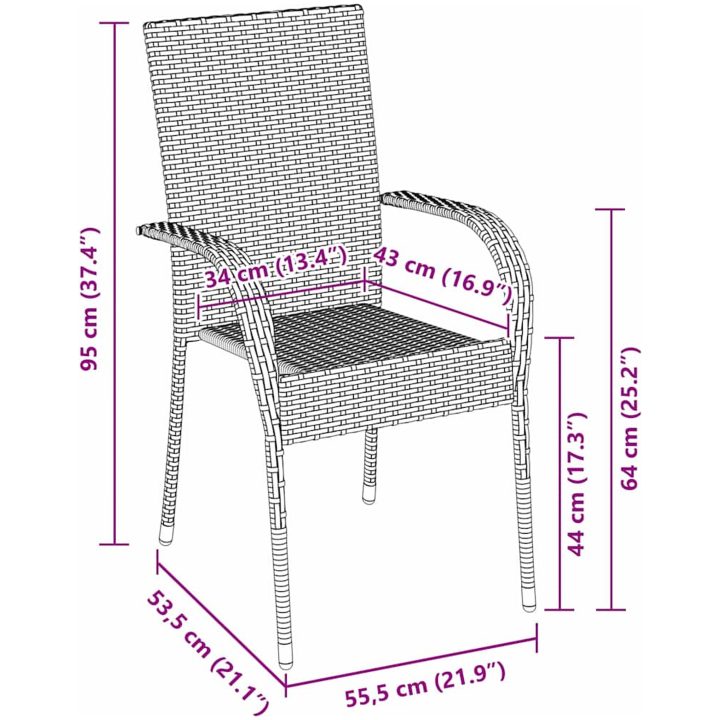 Trädgårdsmöbelset 5 pcs Brun PE Rattan vidaXL 80 x 80 x 73 cm – bild 10