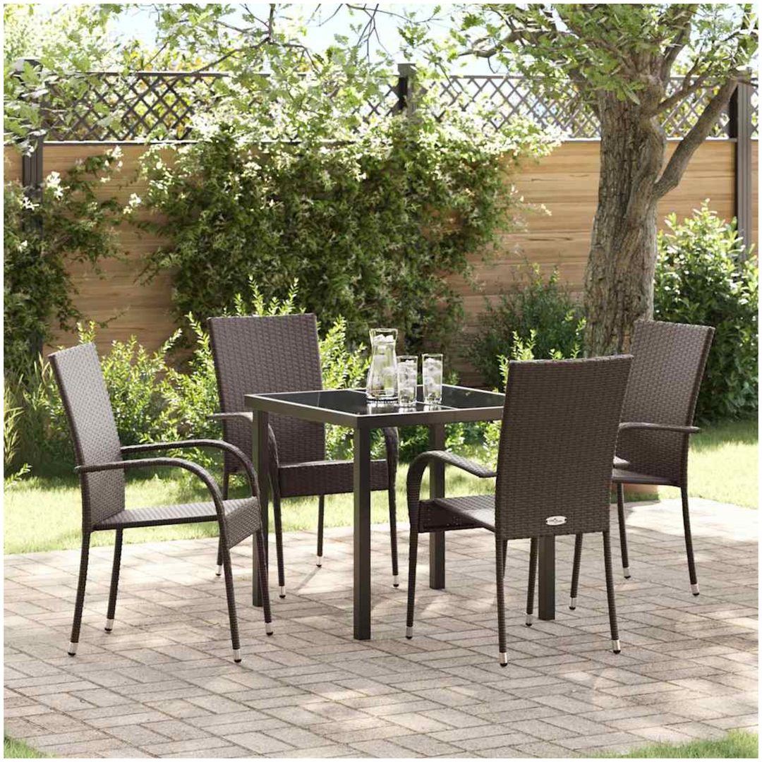Trädgårdsmöbelset 5 pcs Brun PE Rattan vidaXL 80 x 80 x 73 cm