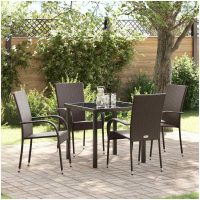 Trädgårdsmöbelset 5 pcs Brun PE Rattan vidaXL