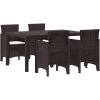 Trädgårdsmöbelset 5 pcs Brun Plast vidaXL 150 x 100 x 73 cm – miniatyr 2