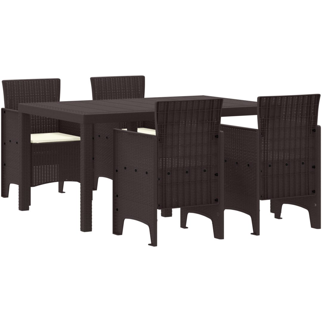 Trädgårdsmöbelset 5 pcs Brun Plast vidaXL 150 x 100 x 73 cm – bild 2